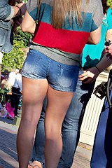 Admiring big ass in jeans shorts
